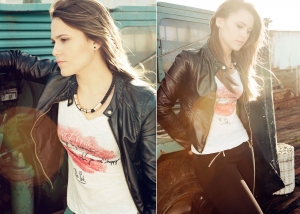 Modelo posando sin mirar a cámara en Vigo