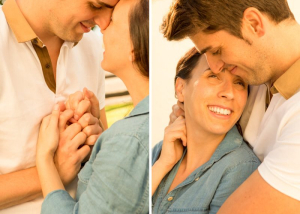 novios mir&aacute;ndose y sonriendo